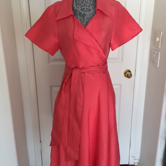 Classic MaxMara Coral Linen Dress