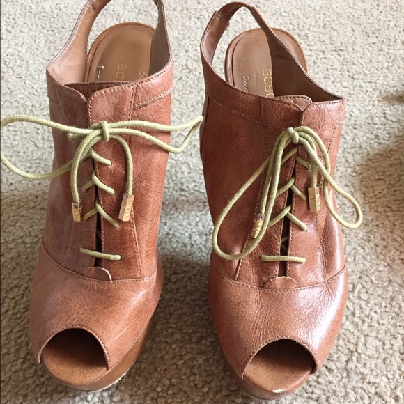 Leather booties/ heels- camel
