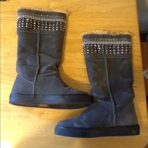 Gray Tall Ugg Style Boots