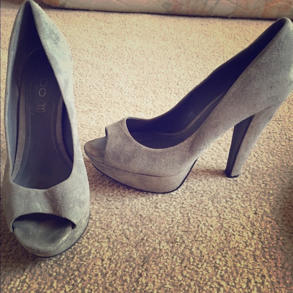 Grey suede heels