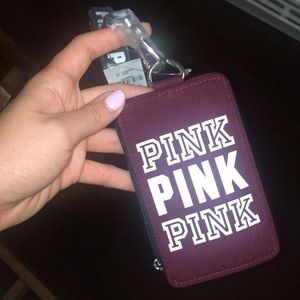 RARE VS PINK MAROON CARD/ID HOLDER LANYARD NWT