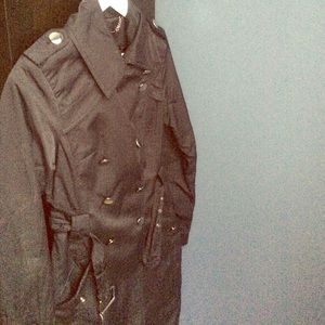 WHBM black raincoat trench
