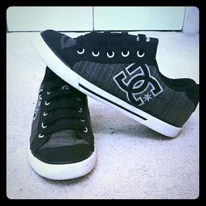 Black silver and gray DC sneakers