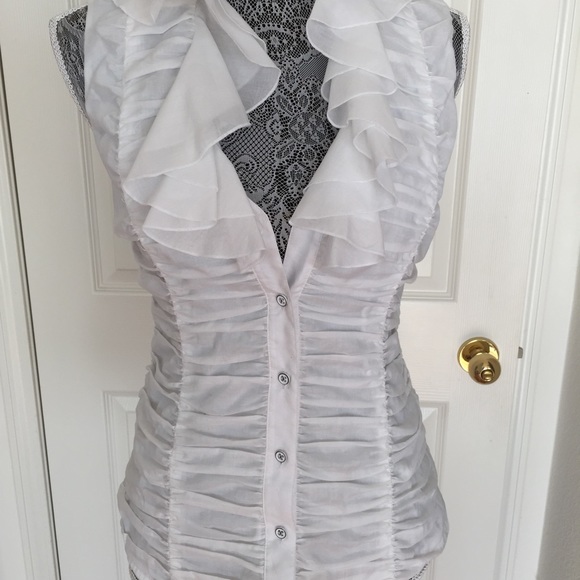 NWT white Catherine Malandrino ruched blouse
