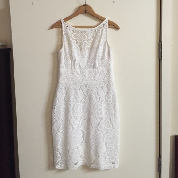 Dress Barn White Crocheted Dress (size 4)
