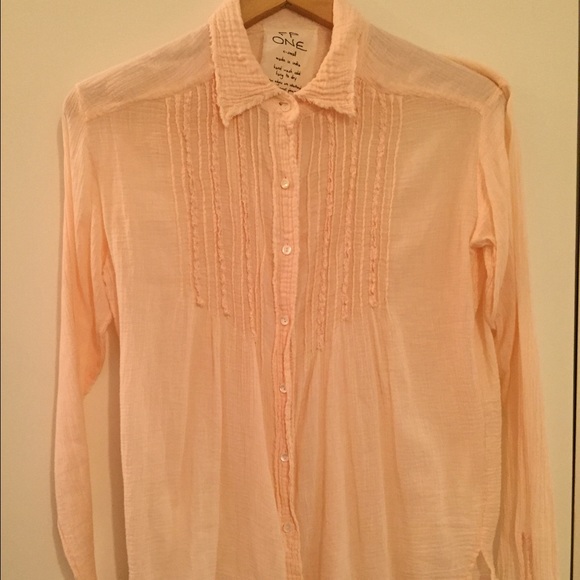 Free people light pink button up blouse