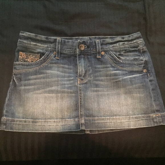 Express X2 sequin denim mini skirt sz 4