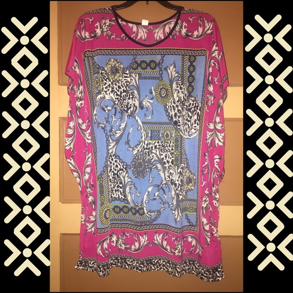 Pink, Blue, Yellow & Black Mini Dress or Tunic