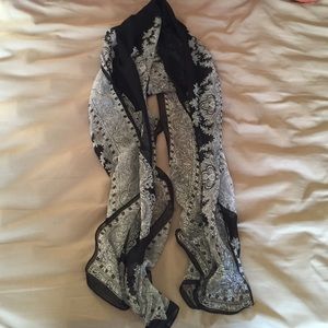 Black Scarf w/ White Designs