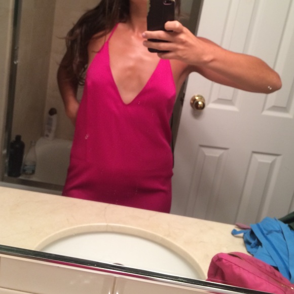 Hot pink backless dress