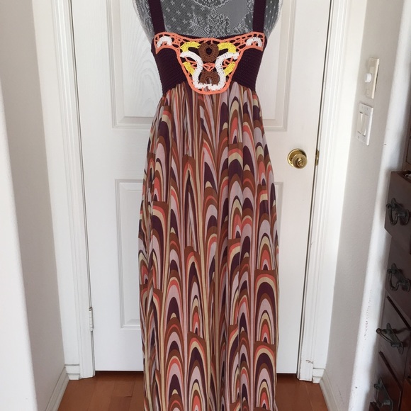 Missoni maxi dress with whimsical crochet top