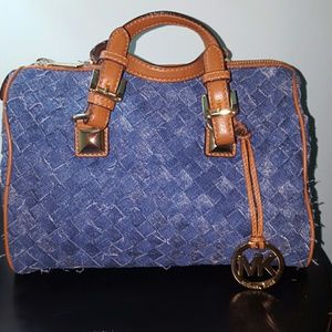 Michael Kors Grayson Woven Denim Medium Satchel