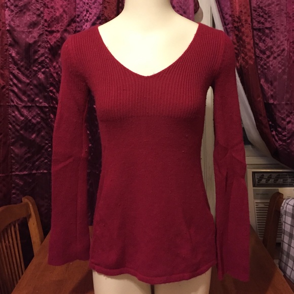 Magenta V-Neck Ribbed Sweater, Old Navy