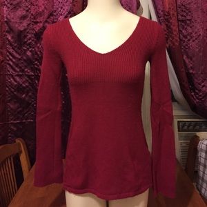 Magenta V-Neck Ribbed Sweater, Old Navy