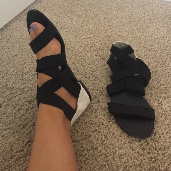 black and white sandals