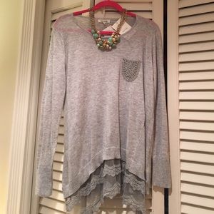Sweater with lace trim size M/L
