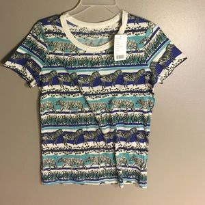 Blue and white fitted urban outfitters t-shirt