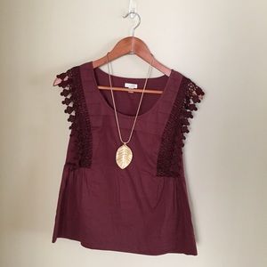 Odille burgundy top