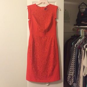 Bright red dress with crochet details - size 4