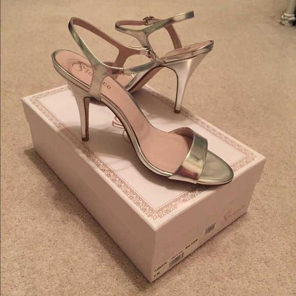 Worn once, silver strappy sandals sz 9