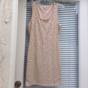 nude color sequence dress