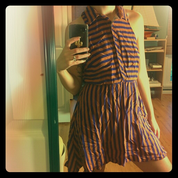 Orange and blue sleeveless dress