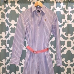 Ralph Lauren Blue and Pink Striped Shirt Dress