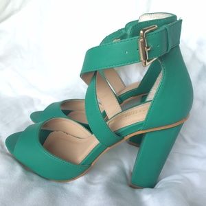 Green Criss-Cross Heels