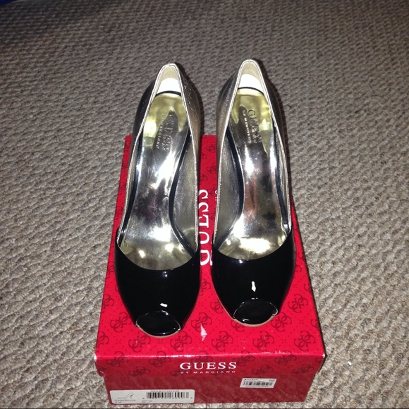 Guess Gold Multi leather Peep Toe size 8 - Picture 4 of 4