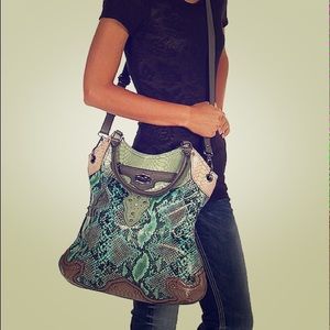 Miss Me Snake print studded purse