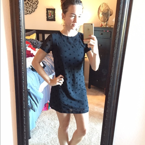 Lulu's black polka dot shirt dress size XS