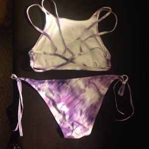 Purple tie dye trendy bathing suit