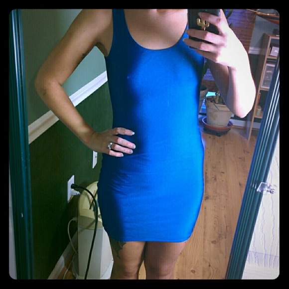 Shiny blue bodycon dress - Picture 1 of 2