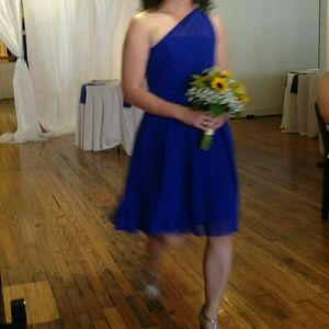 Cobalt one shoulder bridesmaid dress sz 6 7243S