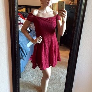 Forever 21 maroon off the shoulder dress in small