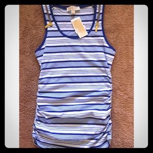 NWT Michael Kors runched side, striped tank