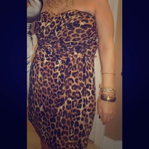 Strapless leopard dress