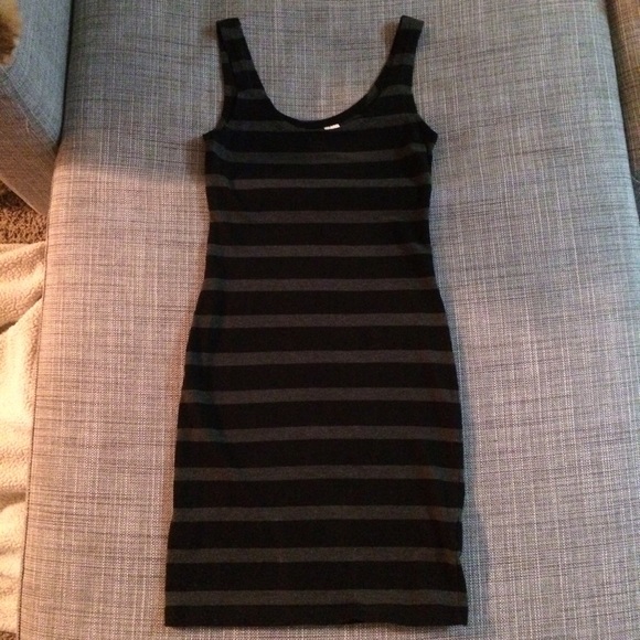 H&M Dresses & Skirts - Black and gray striped bodycon dress