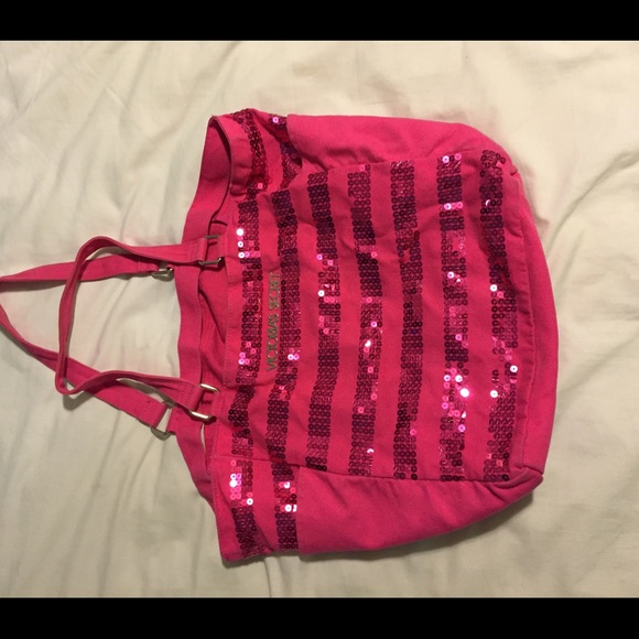 Victoria's Secret sequin striped tote