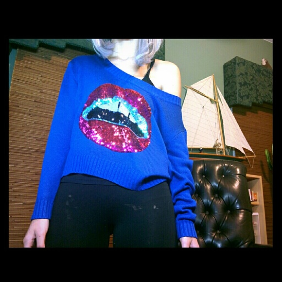 Sequin mouth slouchy sweater