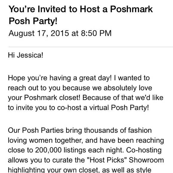 💜 I am hosting my first POSH PARTY 8/28! 💜 - Picture 2 of 4