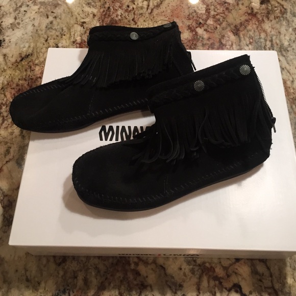 Minnetonka black booties