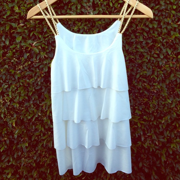 White layered top with gold strap