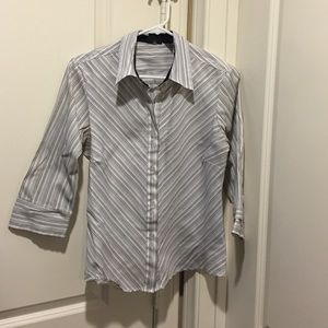 Black and white button up blouse