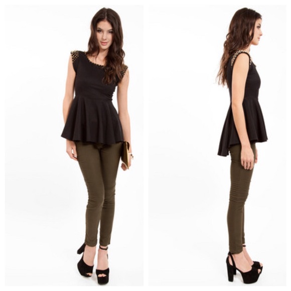 Tobi Tops - ⏰SALE⏰ Studded Peplum Top