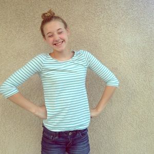 Forever 21 white and green striped shirt