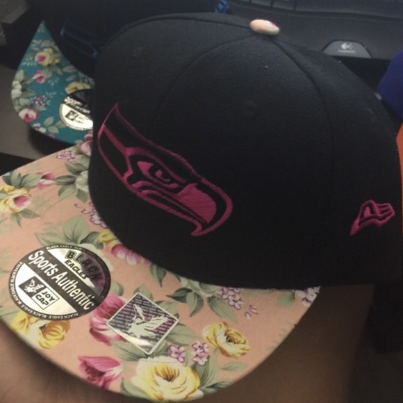 Pink floral Seahawks SnapBack