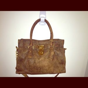 Michael Kors Satchel leather brown bag with gold