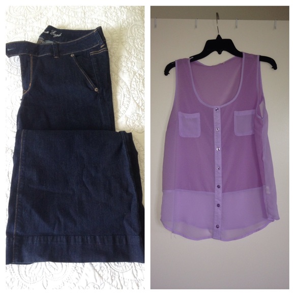 Bundle: wide leg jeans and chiffon top