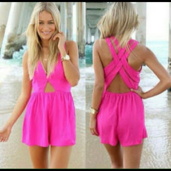 Tops - "Pretty in Pink" Criss Cross Romper (NWOT)